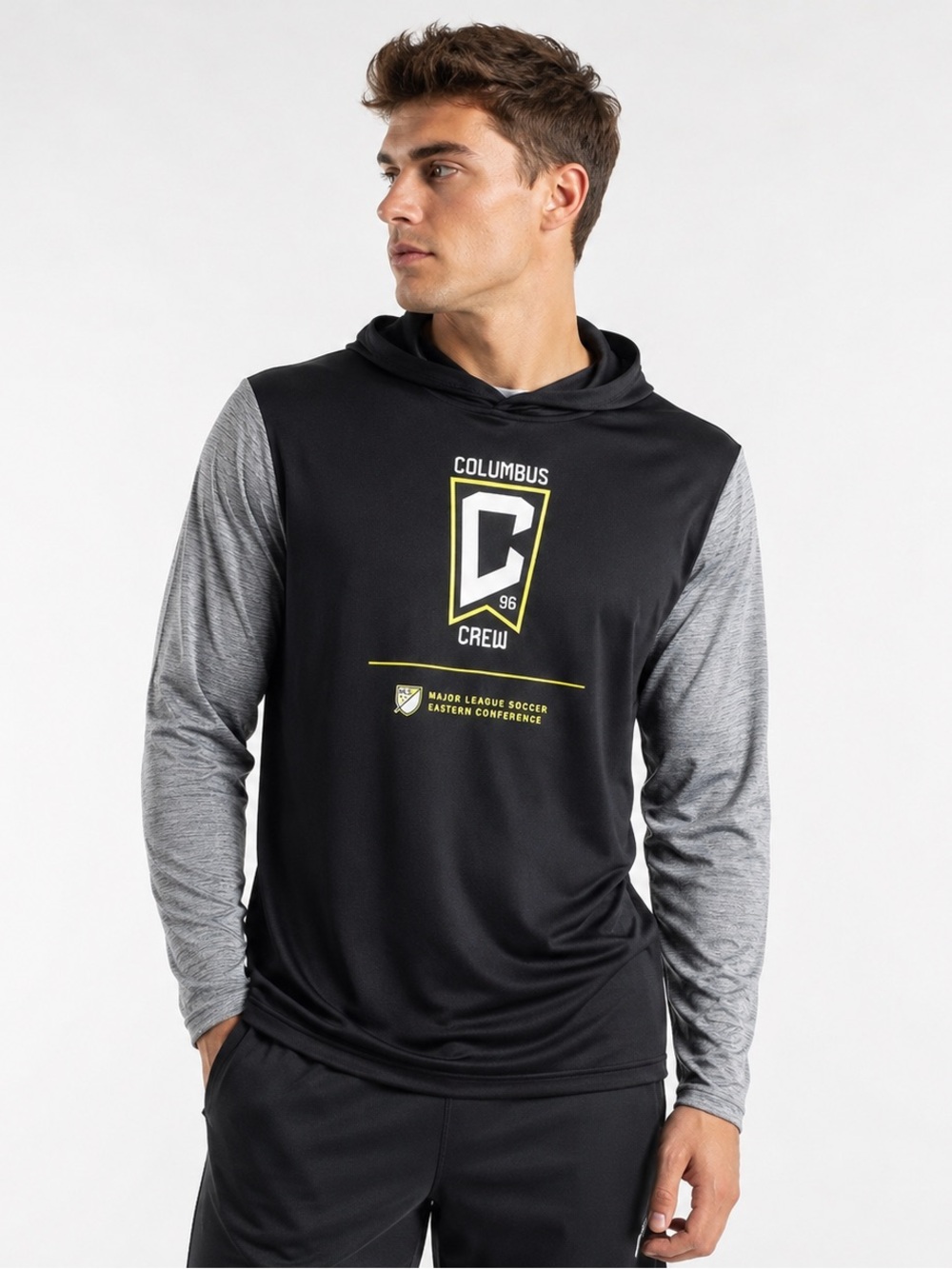 Fanatics Columbus Crew MLS Hoodie Shirt Mens 2XL Black Gray Long Sleeve NWT